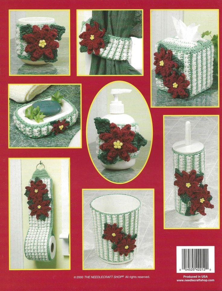 Bath Décor on the Double Crochet Poinsettia Daisies Soap Dispenser Toilet Brush - Image 2 of 2