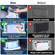 Dust Cover with 16 LED Colors Light Base for Nintendo Switch/OLED,Slim Dock Case