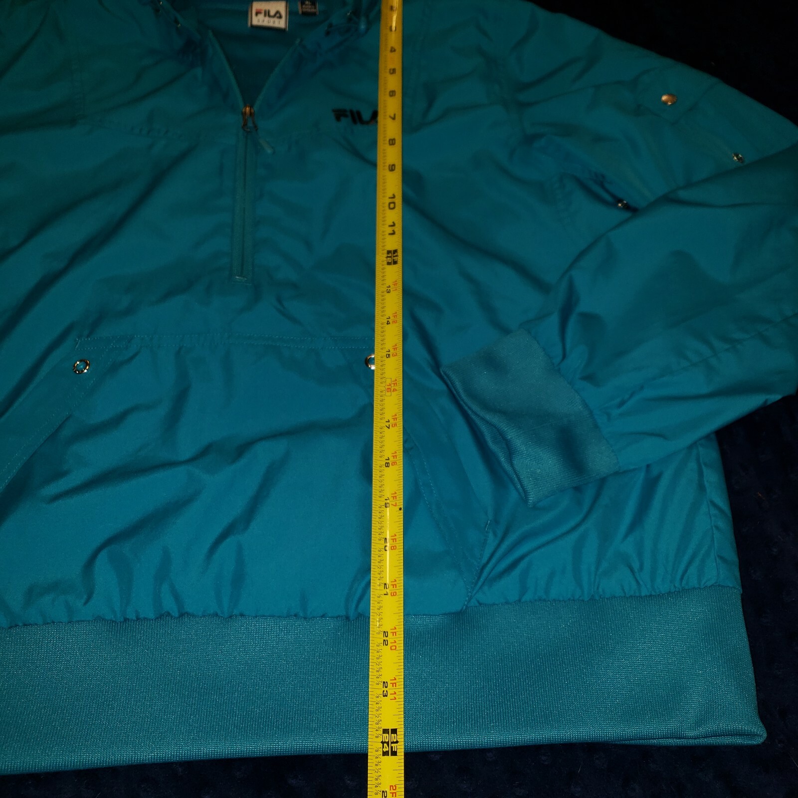 Giacca a vento Fila donna XL blu fluo retrò