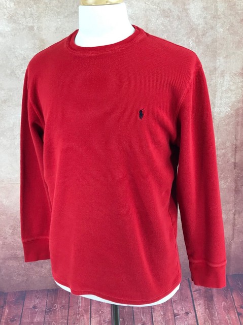 Polo Ralph Lauren Thermal Sleepwear Long Sleeve Crewneck Red Shirt Men's XL | eBay