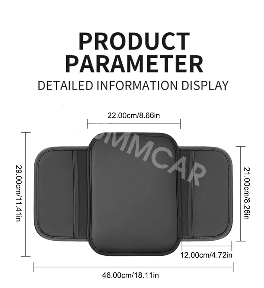 Cojín protector reposabrazos de asiento de cuero almohadilla de almacenamiento para accesorios interiores de automóviles Foto 4 de 4