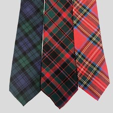 3 Vtg Clan Tartan Neck Tie Lot Campbell Cumming Stewart Royal Scottish Wool Ties