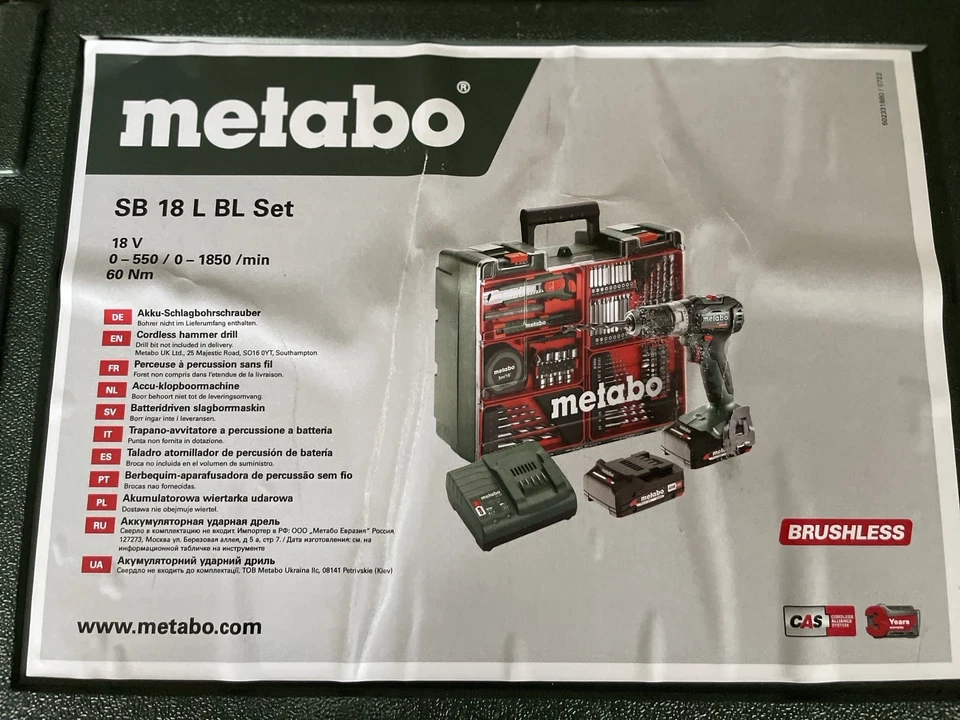 Metabo SB 18 L Bl Set Perceuse-visseuse avec Chargeur et 2 Batteries - 602317870 - Photo 2/4