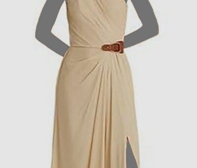 $260 Ralph Lauren Women's Beige Metallic Chiffon One Shoulder Gown Dress  Size 10 | eBay