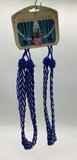 American Crafts Royal Blue/Silver Braided 2 Curtain Tie Backs Style #2003