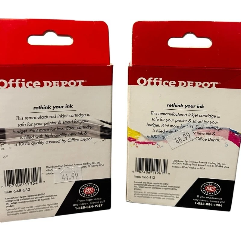 2 packs (1 color, 1 black) Office Depot for Lexmark 83 Printer Ink Cartridges - Image 3 of 4