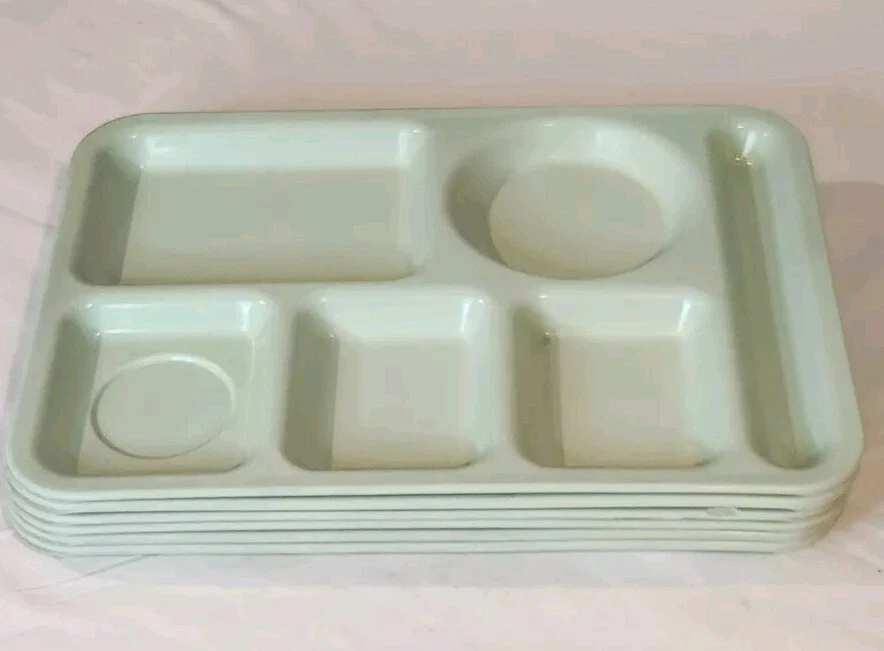 6 Vintage Lunch Trays Divided 6 Slot Mint Green Arrowhead 1400-A Melamine - Image 3 of 4