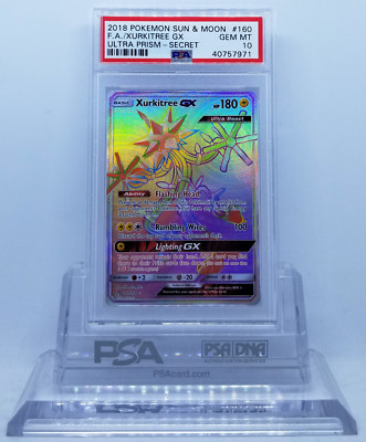 POKEMON ULTRA PRISM XURKITREE GX #160 SECRET/HYPER RARE PSA 10 GEM