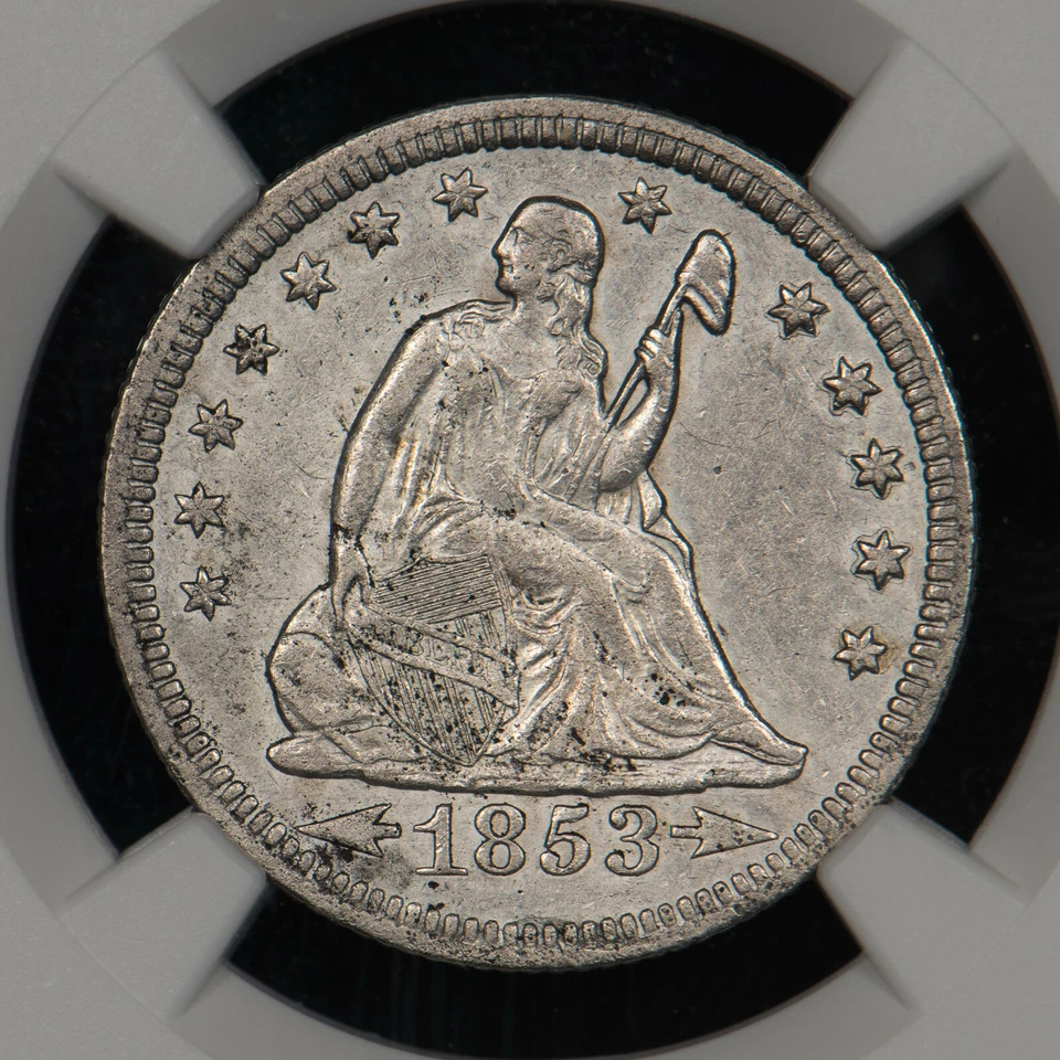 1853-O A&R 25c Seated Liberty Quarter - Strong Detail - NGC AU Dets - SKU-B1308 - Image 4 of 4