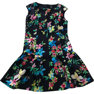 Chaps Womens Size 14 Sleeveless Midi Fit & Flare Dress Floral Navy | eBay