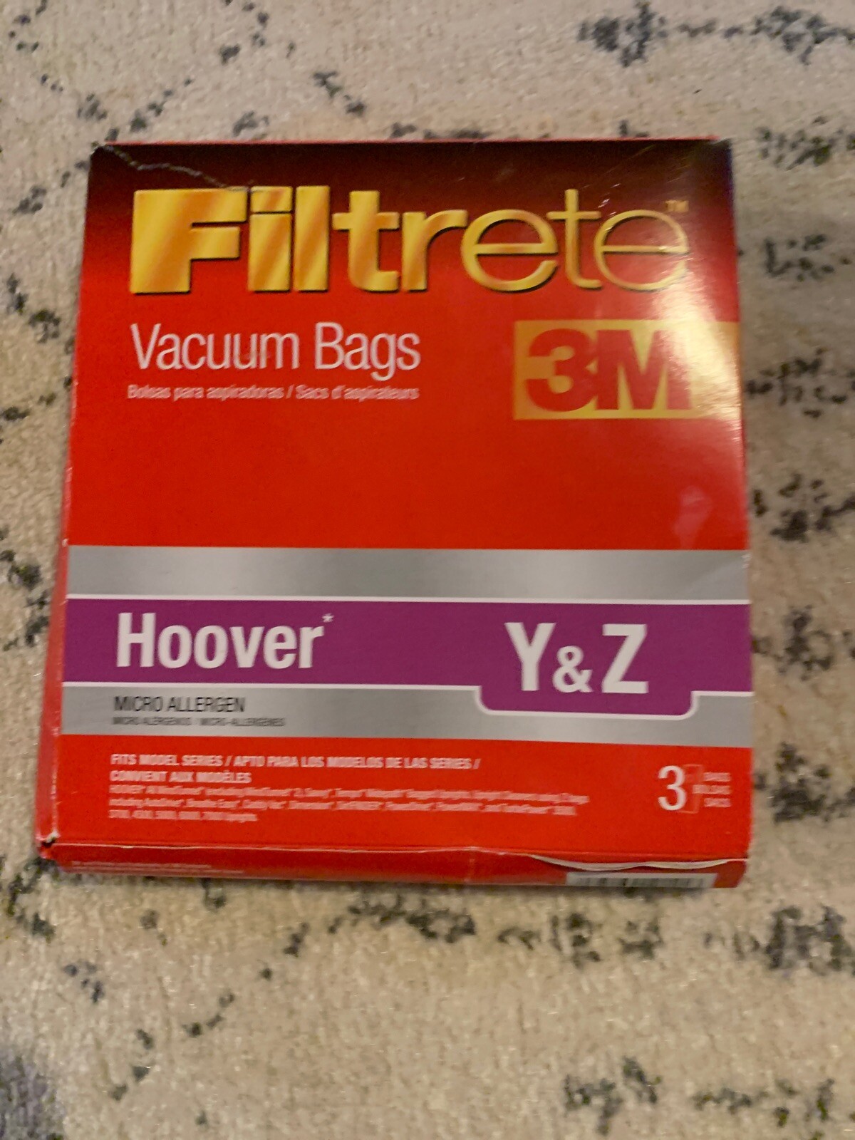 3M Filtrete Micro Allergen Vacuum Bags 3pk Hoover Y & Z eBay