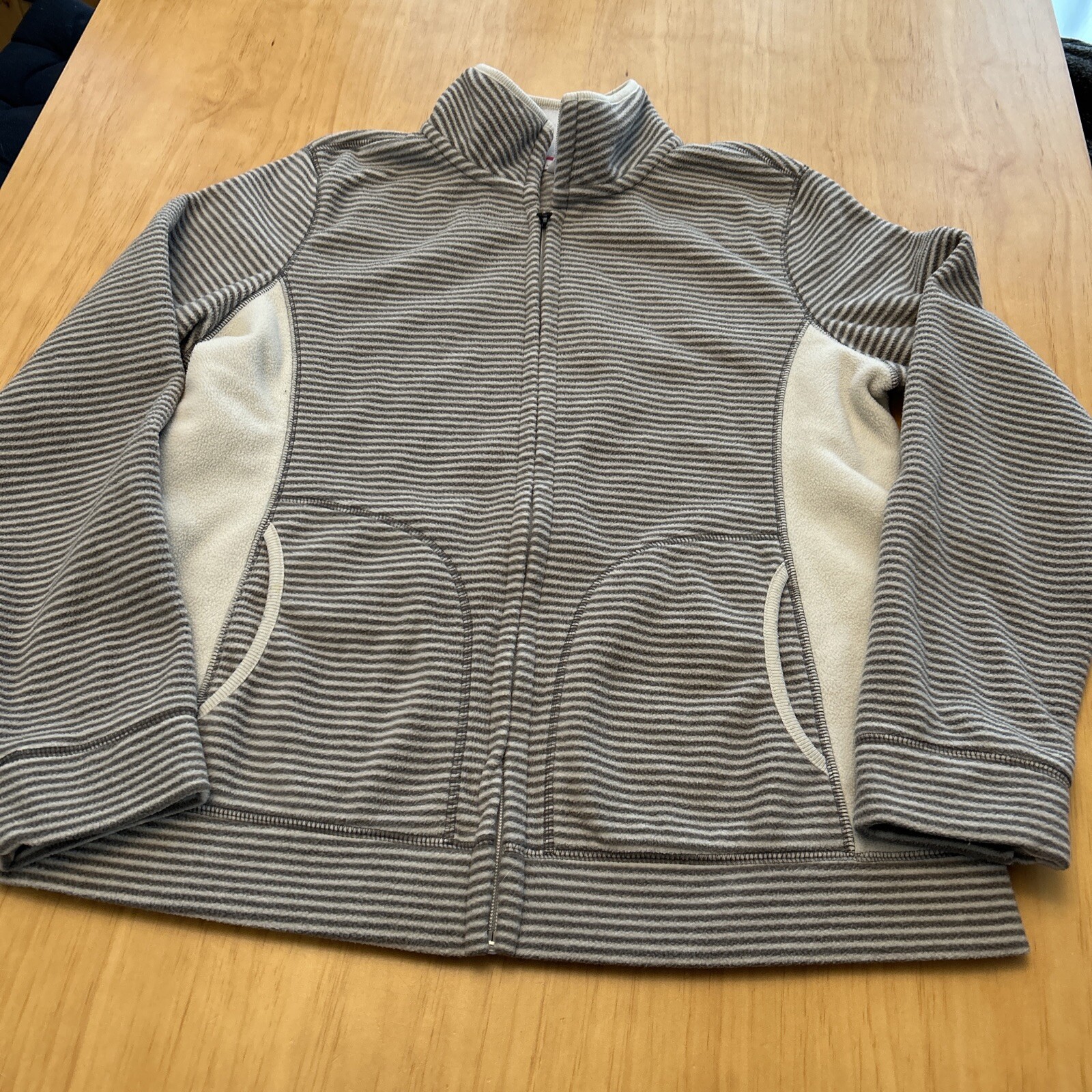 Old Navy Navy Grey Fleece Full Zip Jacket Women's Size Large