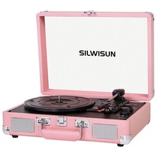 Vinyl Record Player 3Speed Portable Suitcase Record Player with Built-in Speaker