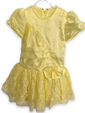 Vintage Pageant Dress Mondonna Designs 6 Yellow Short Sequin Tulle Puffy Sleeve