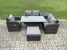 Fimous Outdoor Rattan Garden Furniture Sets Rising lifting Dining Table Sofa Set