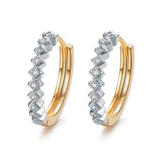 AEIWO 18k yellow gold gp huggies sparkling simulated diamond earrings grid