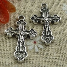 Free Ship 80 pcs tibetan silver Jesus cross charms pendant 30x19mm L-789