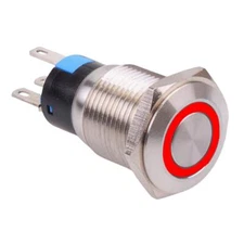 Red LED 16mm Latching Vandal Resistant Switch 3A SPDT