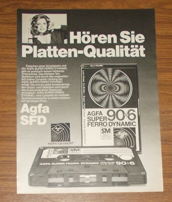 Seltene Werbung AGFA SUPER FERRO DYNAMIC 90+6 Cassette Platten-Qualität #2 1977