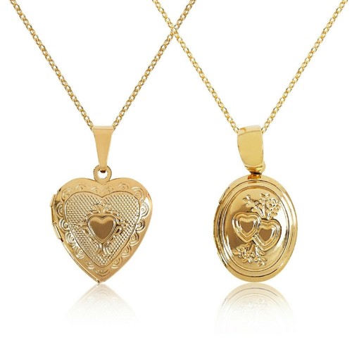 Small Gold Locket Necklace 9ct Two Photo . Picture Locket . Heart