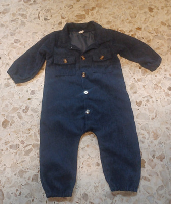 Shein Baby Boy 18-24 Months One Piece Button-Up Corduroy Jump Suit Navy