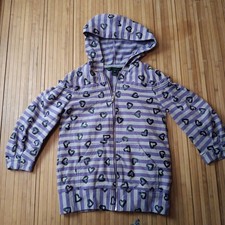 Womans Marc By Marc Jacobs Striped Hearts AOP Full Zip Hoodie Sweatshirt XS 3/4