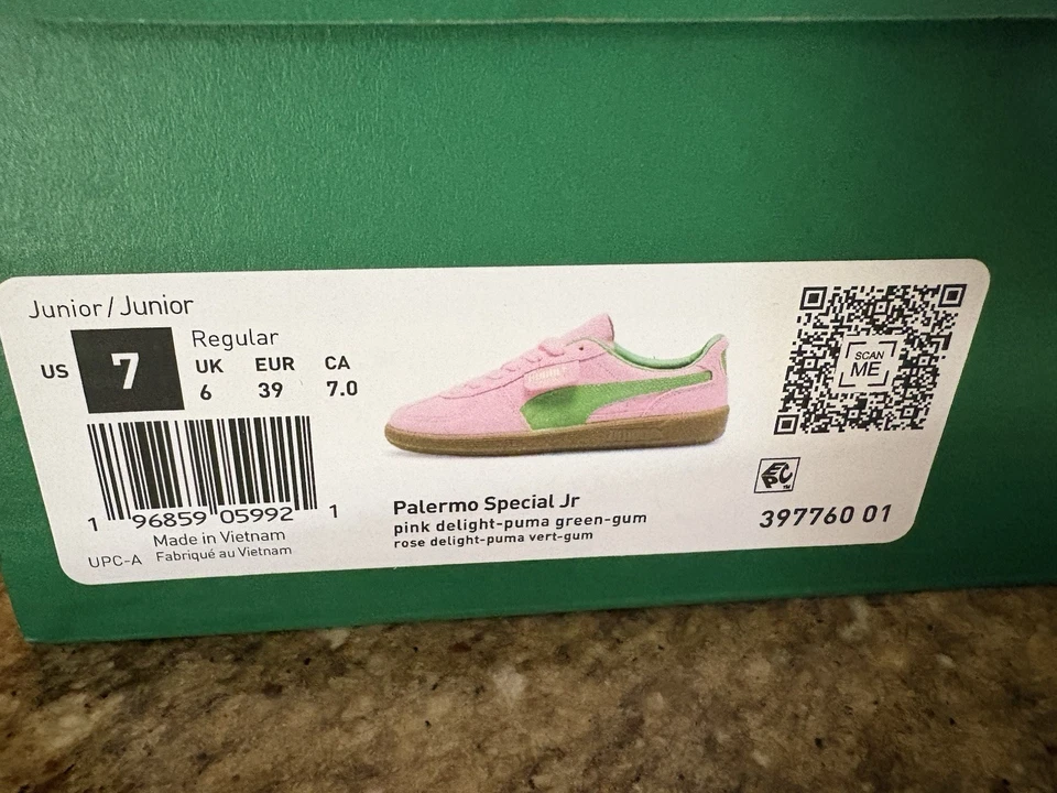 NUEVO PUMA Palermo Especial Junior Cuero Gamuza Zapatos Talla 7 (w 8.5) Rosa/Verde Foto 4 de 4