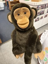 1994 Hosung Chimp Puppet Brown 12" Squeaker Mouth