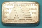 Rare Vintage 1981 1 Troy Ounce .999 Silver A-Mark Amark Chunky Ingot Style Bar