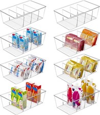 8 Pack Food Storage Organizer Bins, Clear Plastic Bins for Pantry,Kitchen,Fridge