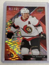 2024-25 UD Allure Hockey Tim Stutzle Senators Red Rainbow Parallel Card #49