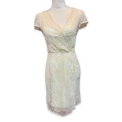 Milly of New York Ivory Lace Flutter Sleeve Midi Dress Size 6