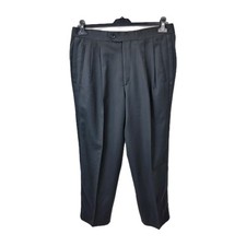 Mens Black Wool Dress Trousers Smart Formal Suit Pants W35 L30 Classic Germany 