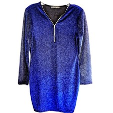 Auxa Women's Party Dress Large L Blue Sparkle Zipper Misses 12 14 Prom