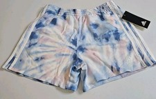 NEW NWT Adidas SIZE XL 16 GIRLS Three Stripes Tie-Dye Drawstring Shorts