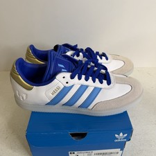 adidas Messi Samba Unisex Indoor Shoes Size 8 White Blue Gold ID3550 NEW