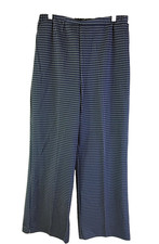 Vintage 70s Plaid Pants Womens 16 Wide Leg Knit High Rise Disco Rockabilly USA
