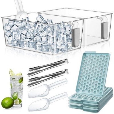 10 Pcs Ice Bin Plastic Freezer Ice Bin with Pull out Handle and Round Ices Bu...
