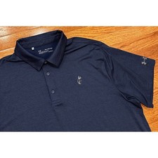 Under Armour Performance Golf Polo Shirt Mens 2XL Navy Blue HeatGear Club Logo