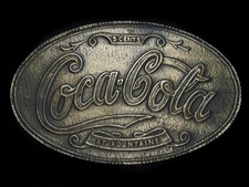 TH05141 VINTAGE 1970s COCA-COLA SODA FOUNTAIN ADVERTISEMENT BELT BUCKLE