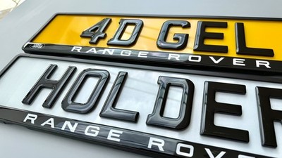 2x 4D Gel Show Plates & 2 x Range Rover & schwarze Nummernschildhalter