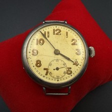 Orologio trincea WWI - cassa argento - quadrante smaltato - BIG Jumbo 39 mm RARO orologio antico