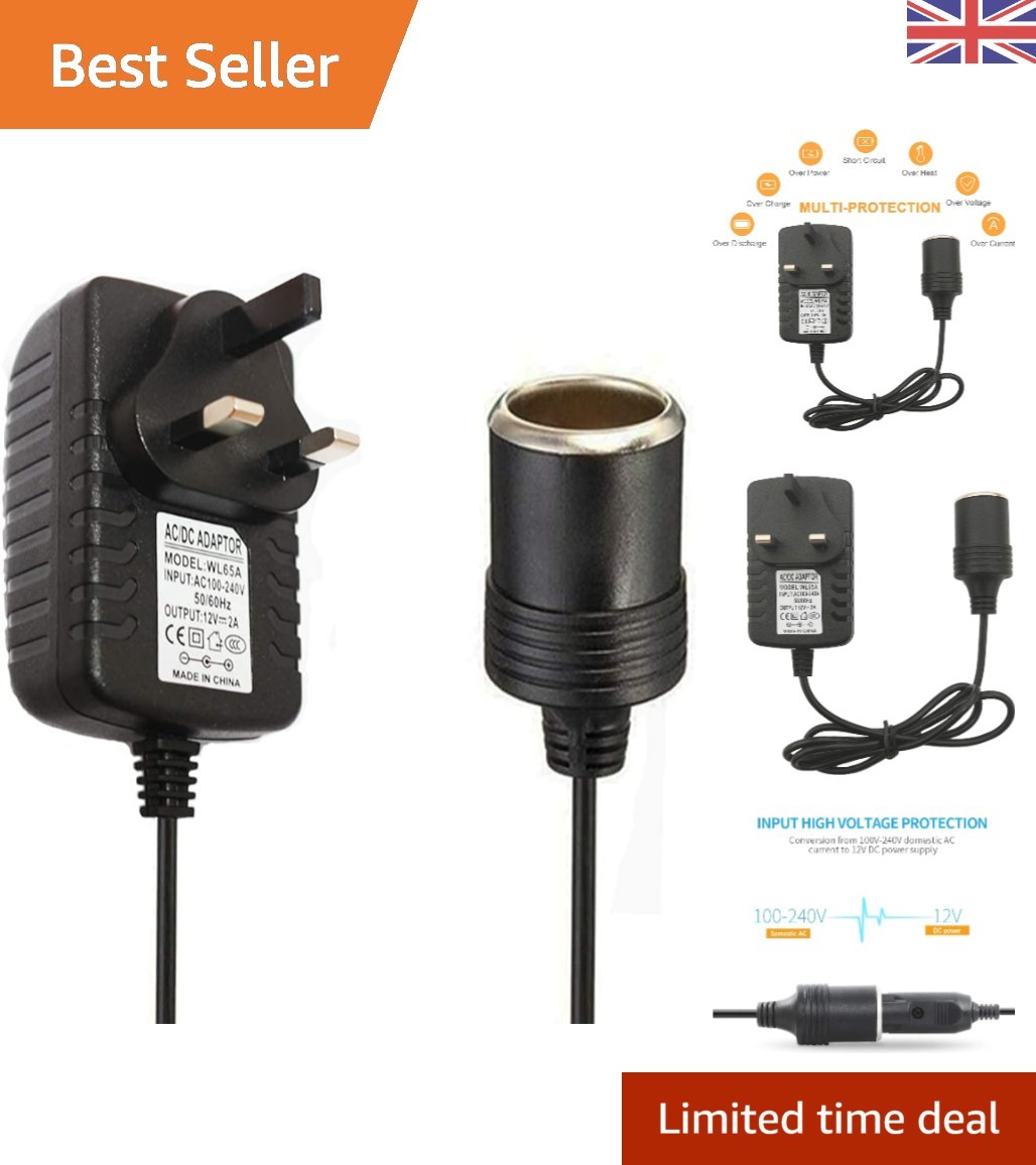 Reliably Safe 2A Car Cigarette Lighter Converter to 12V DC - Home Power Solution