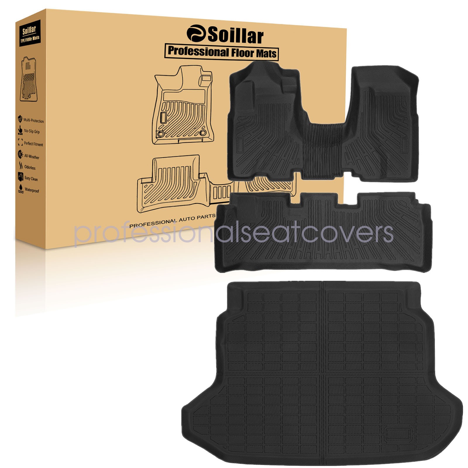 TPE Floor Mats & Trunk Cargo Liner Set waterproof 3D For 2002-2006 Honda CR-V