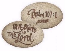 Pocket Stone Psalm 107:1 Give thanks to the Lord (set of 2)