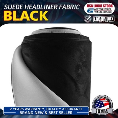 Premium Suede Headliner Fabric Black Multi Size Optional Upholstery /Roof Damage