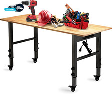 54.3 "Adjustable Workbench with Power Outlet Heavy Duty 2000 LBS Load