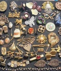 VTG Mix Metal & Material Gold/Silver Tone Costume Jewelry Rhinestones & Enamel