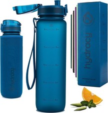 Hydracy Water Bottle with Time Marker -Large 1 Litre BPA Free Water Bottle & No