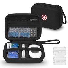 Diabetic Supplies Travel Case, Carrying Case Organizer Small, Black Interior